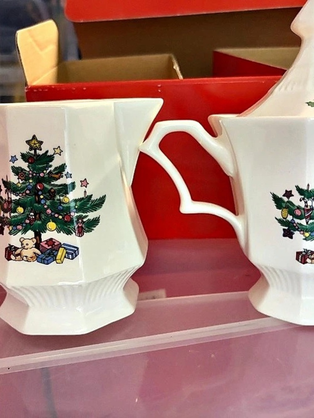 Certified Nikko Christmastime Morning Sugar & Creamer Set Christmas Tree